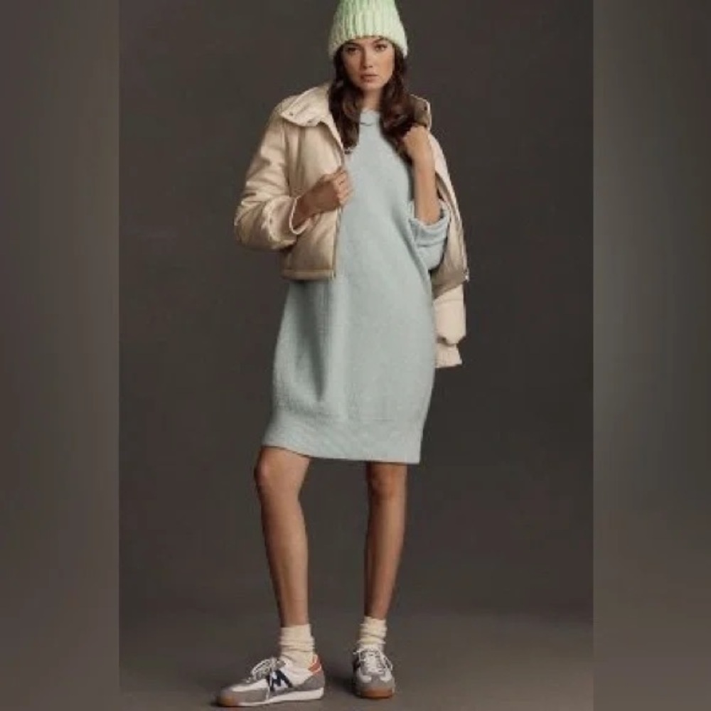 Daily Practice | by Anthropologie Long-Sleeve Sweater Mini Dress Sky Medium